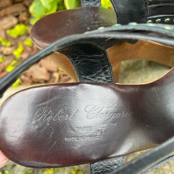 Robert Clergerie Wood Platform Leather Heels - Picture 9 of 10